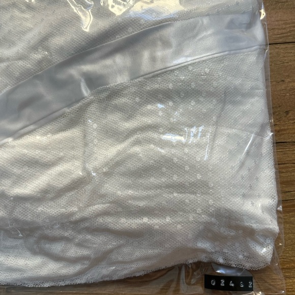 LULUS Adorable Event White Mesh One-Shoulder Swiss Dot Mini Dress Bridal - Picture 8 of 16